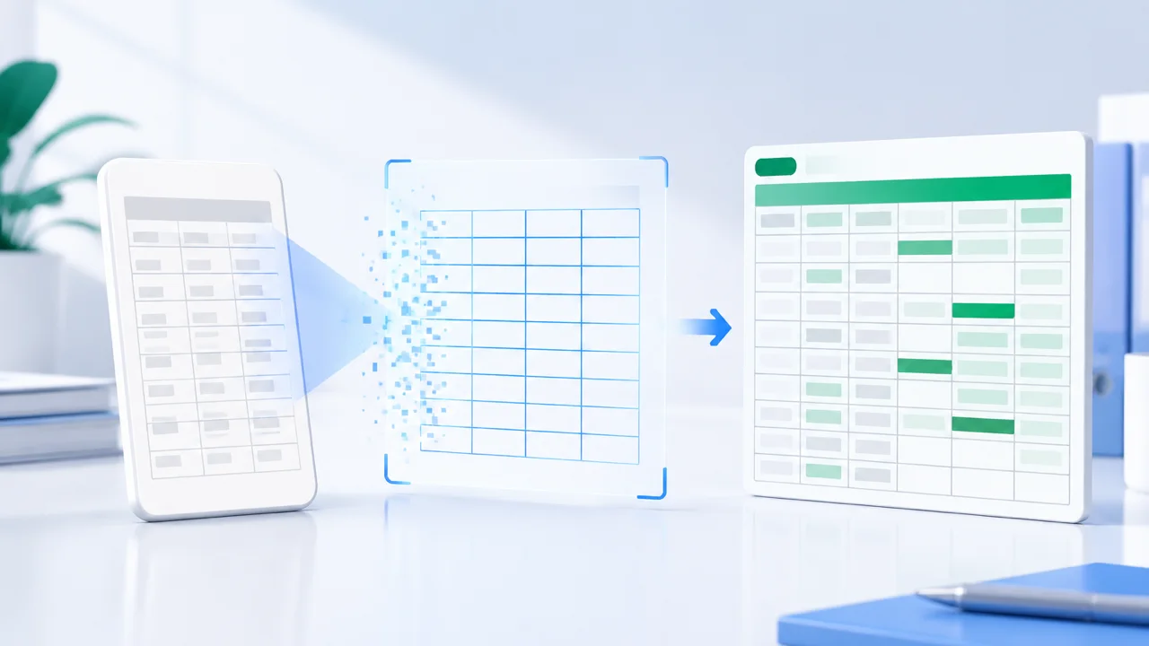 Screenshot table reviewed and converted into an Excel worksheet